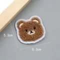 Cute cartoon bear plush patch for clothing decoration, fluffy embroidered DIY accessory. - 5.3cm