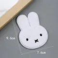 White plush rabbit patch cute cartoon animal DIY embroidered clothing accessory 9.6cm - 9.6x7.6CM