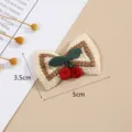 Handgemaakte gebreide kers strik haarspeld en kledingpatch, schattig stoffen accessoire. - Stijl 1