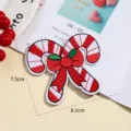 Kerst zuurstok borduurwerk patch voor DIY kleding en feestelijke vakantie kleding decoratie. - Stijl 4 (8.1x7.5cm)