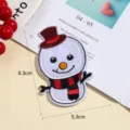 Christmas snowman embroidered patch detail view, red hat scarf DIY clothing accessory. - Style 6 (5.3x8.3cm)