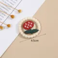 Ronde geborduurde bloemenpatch met rode bloem en groene bladeren, 4.5 cm kledingaccessoire. - Stijl 2