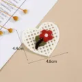Witte gebreide hart haak patch met rode bloem borduurwerk kleding DIY kleding accessoire SKU - Stijl 3