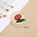 Knitted flower embroidery patch 3.8cm cherry DIY clothing decoration accessory cute craft badge - Style 5
