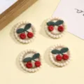 Knitted embroidered cherry patch cute fabric sticker DIY clothing decoration accessory 4pcs set - Style 11