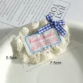 Handmade lace ribbon bow embroidery patch for clothing DIY decoration accessory 5.8x7.5cm - Blue Plaid Bowknot Style