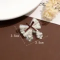 Patch nœud en dentelle crème avec perles et ruban marron, accessoire de bricolage 3.5cm - Style 6