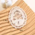 Toppa ricamata in pizzo bianco motivo teschio accessorio per abbigliamento 7.5x6cm - Stile 10 (Teschio)