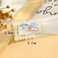 Sweet lace bow fabric patch DIY decorative apparel accessory with blue plaid bow and cute label. - Style 5