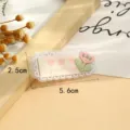 Sweet lace fabric patch with cute heart and embroidered tulip design for DIY craft clothing. - Style 6
