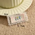 Decorative fabric embroidery patch with cute floral pattern and lace edge, 3x5.7cm size. - Style #8