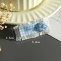 Toppa in tessuto scozzese blu con ricamo di fiori di perle, accessorio 5.4x2.5 cm - Stile 8
