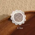 White lace embroidery flower patch for DIY clothing decoration, exquisite 4.5cm round design. - Style #8