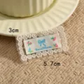 Lace embroidered patch handmade bow fabric decorative badge DIY apparel accessory 3x5.7cm - Style #9