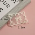 Witte kanten strik geborduurde patch DIY kledingaccessoire applicatie 3.8x5.5cm - Polka Dot (#3)