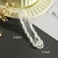 Toppa pizzo bianco ricamo applicazione fai da te accessorio abbigliamento 9,8x2,4cm - Stile 8
