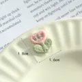 Cute pink tulip embroidered patch, small 3D DIY clothing and bag decorative sticker accessory. - Style 7