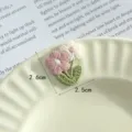 Cute flower embroidered fabric patch DIY clothing decorative patch pink white floral accessory - Style 8