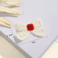 Witte kant strik patch met rode bloem borduurwerk, DIY kleding accessoire, 3.5x5cm. - Strikcombinatie / 5x3.5cm