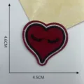 Cute embroidered heart patch with eyelashes, DIY clothing accessory appliques 4.6x4.5cm - Style 17