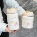 Cute thermos cup portable water bottle cartoon print student drinkware travel mug - 260ml / Yellow