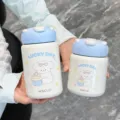 Portable insulated water bottle with cute cartoon dog print, vacuum flask for students. - 260ml / Blue