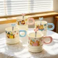 Tazza d'acqua in ceramica con orsetto carino a cartone animato e cucchiaio, tazza da latte per bambini - Misto 001