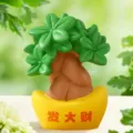 Cute lucky tree figurine desktop decoration resin money plant ornament for office desk gift home decor - 4.5x4.5x6cm / Money Tree Flower