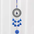 Campanello a vento occhio maligno metallo decorazione retro campana blu regalo 45cm - 038 Occhio