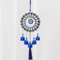 Campanello vento occhio turco metallo ciondolo vintage amuleto campana blu portafortuna SKU - 200 Occhio Tondo