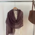 Exquisite crinkled solid color scarf shawl, lightweight textured design for women's daily wear. - Dark Purple