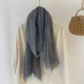 Retro forest style crumpled striped scarf women casual versatile breathable neckerchief shawl - Blue Gray