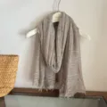 Lightweight textured scarf detail view, soft breathable fabric for versatile daily styling. - WR Solid Pleated Texture Brown