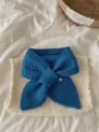 Japanese style solid color soft knit short scarf for women, warm winter neckerchief. - 75*13cm / Blue