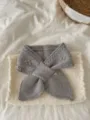 Cozy grey knitted cross scarf for women, soft winter warm short neck warmer collar. - 75*13cm / Light Gray