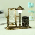Vintage European style hourglass pen holder with led light desk decor creative student gift variant - Street Light Pen Holder Sandglass / Gold