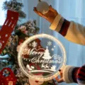 Natale LED luminoso ciondolo trasparente acrilico rotondo lampada per festa albero decorazione - Buon Natale