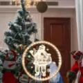 Kerst LED hangende acryl Santa ronde schijf licht decoratie voor boom feest warm vibe - Kerstman
