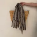 Retro striped cotton linen scarf with fringe, lightweight breathable shawl for women. - Khaki
