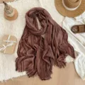 Retro wasteland style pleated striped headscarf versatile multi-use fabric accessory. - Orange Red