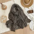 Vintage wasteland style wrinkled striped scarf, versatile retro fashion fabric headwear accessory. - Khaki