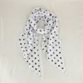 Chic black and white polka dot silk scarf long ribbon elegant neckerchief for spring summer. - Simple Big Dot / White