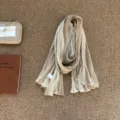 Gradient crinkle scarf detail shot, lightweight breathable fabric, stylish daily wear accessory. - 180*60cm / Gradient Khaki