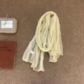 Lightweight crinkled sheer scarf for women, elegant solid color breathable neck wrap for daily wear. - 180*60cm / Gradient Beige Yellow