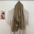 Lente herfst effen kleur casual katoenen sjaal veelzijdig neutraal licht met franjes - 180x60cm / Khaki