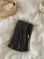 Retro solid color thick-ribbed knit scarf, versatile early autumn fashion accessory for cozy aesthetic outfit. - Dark Gray