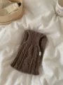 Retro solid color coarse-textured knit scarf for women, cozy autumn winter fashion accessory. - Coffee