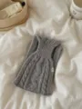 Écharpe en grosse maille unie vintage style rétro automne accessoire de cou chaud - Gris Clair