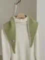 Early autumn knitted diamond scarf with white border stitching, versatile Korean style short shawl. - Green