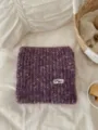 Korean retro variegated knit scarf detail, soft autumn winter warm neckerchief accessory. - Purple